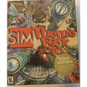 Sim Theme Park Gold Edition PC 2000 2 CD-ROMs Big Box No Manual Windows 95/98